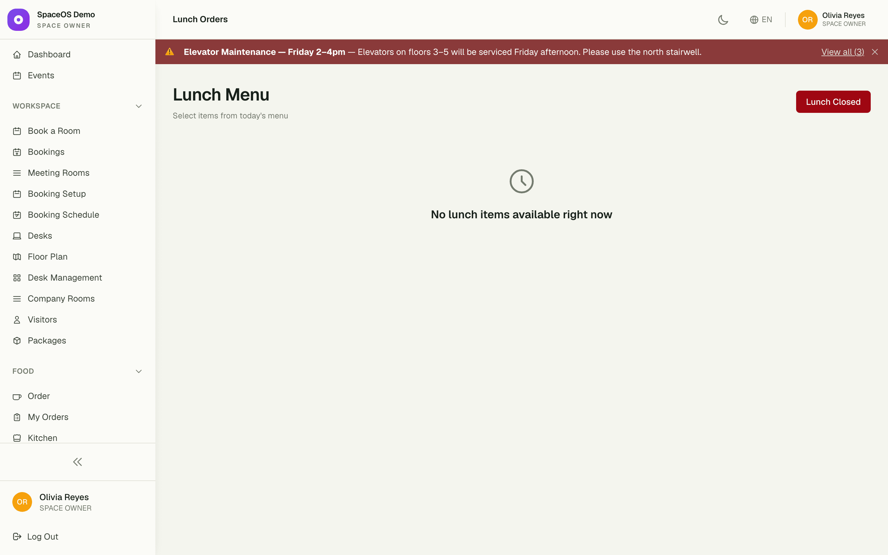 Daily lunch orders with the consolidated kitchen list