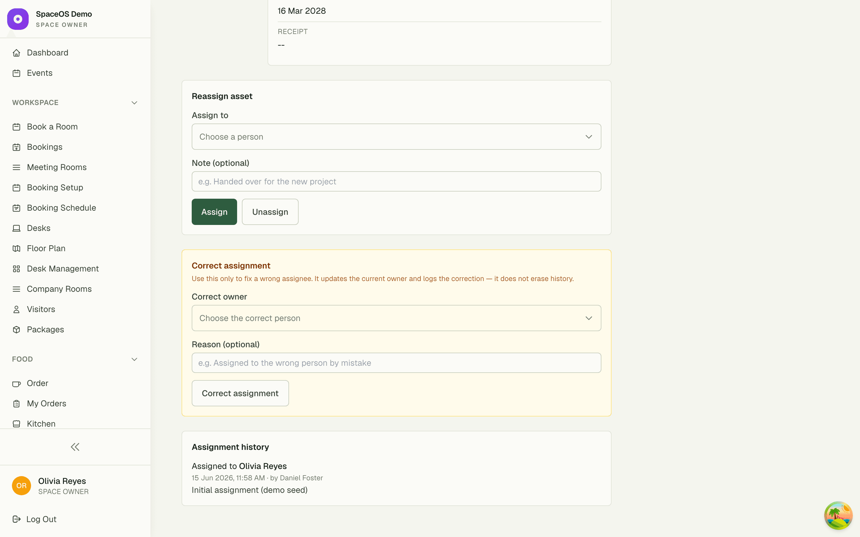 Owner correction panel for fixing record mistakes