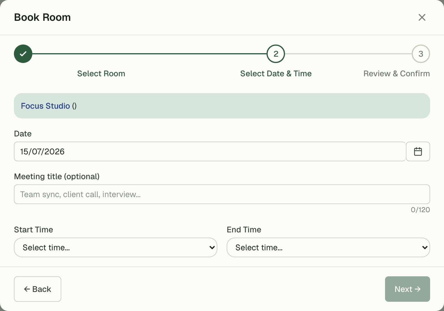 Real-time room availability check