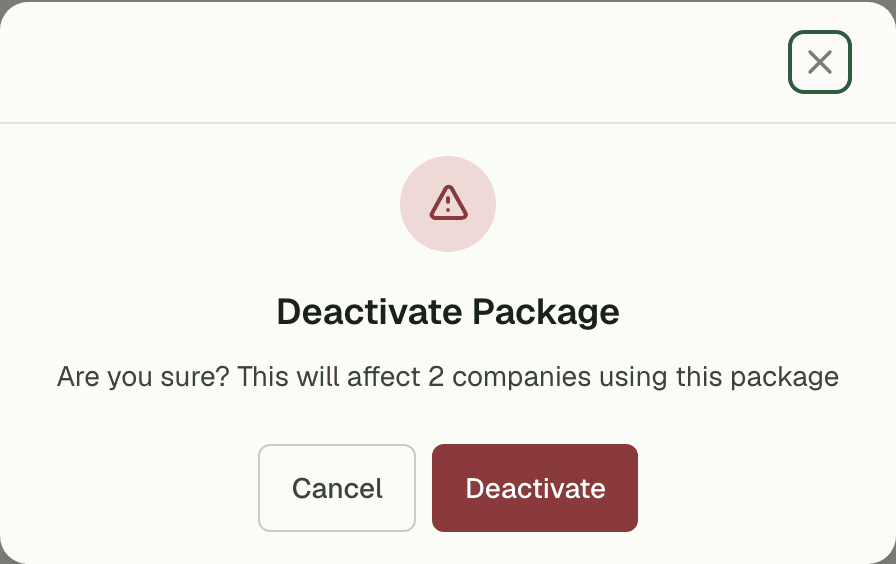 Package lifecycle view with activation and end-dating