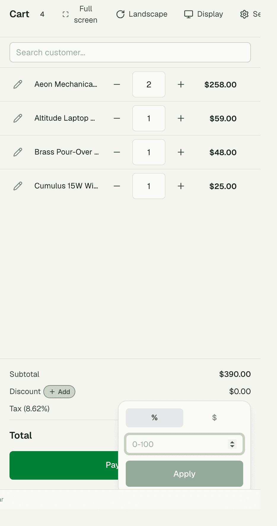 Applying a discount with reason capture at checkout
