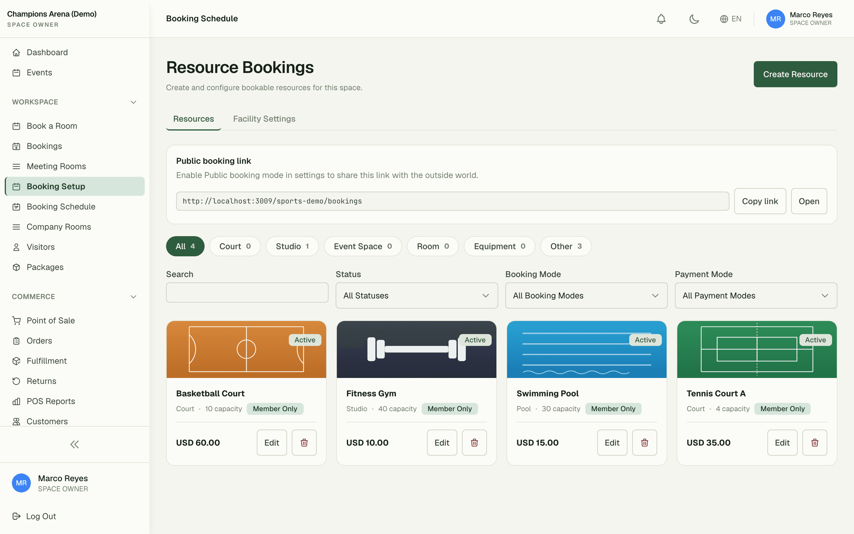 Resource catalog grouped by configurable types